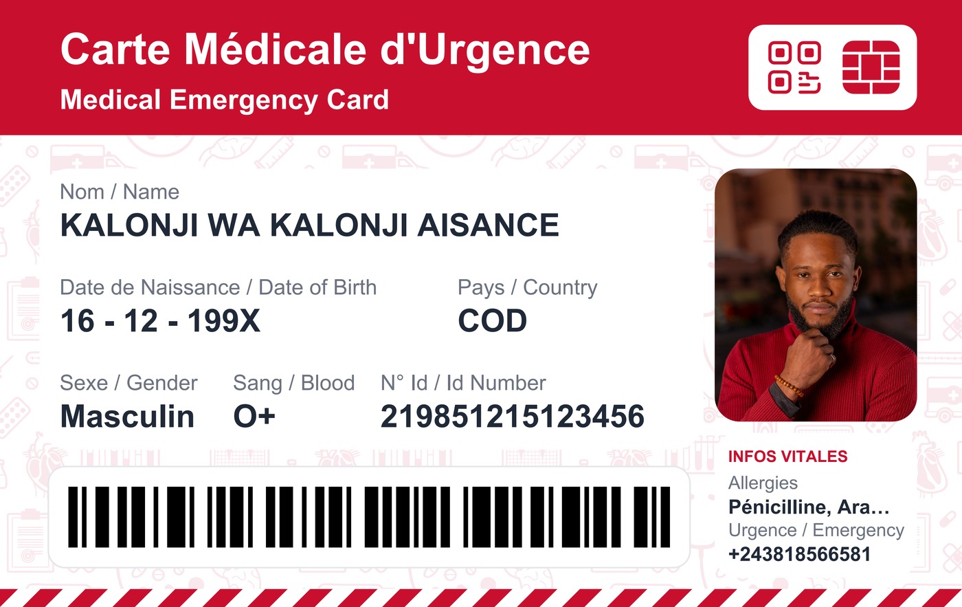 Carte Mobikisi, verso (informations patient)
